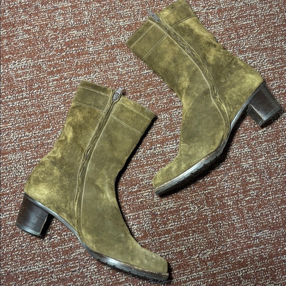 Bottega Veneta olive green brown Suede Heeled Boots classic elegant boot 10.5 - Picture 6 of 15
